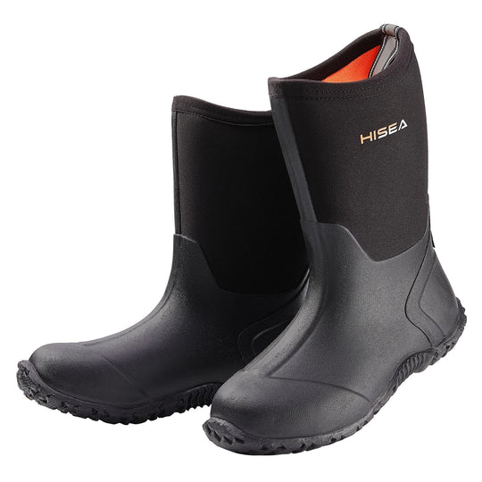 Neoprene Rubber Rain Boots: Black