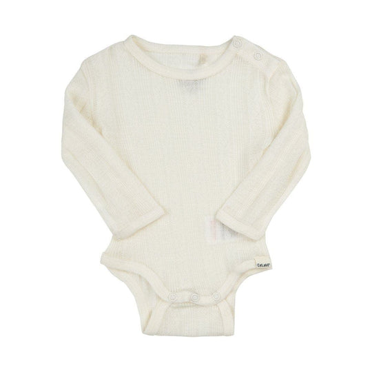 Wonder Woolies Long Sleeve Wool One Piece: Natural