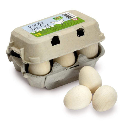 Wooden Play Food: White Eggs