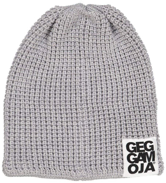 Knitted Slouchy Beanie Hat: Heather Grey Melange