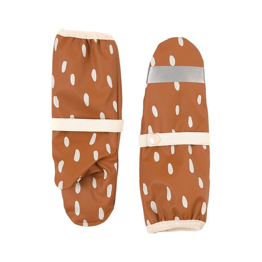 Vilnius Recycled Rain Mittens: Brown Dots