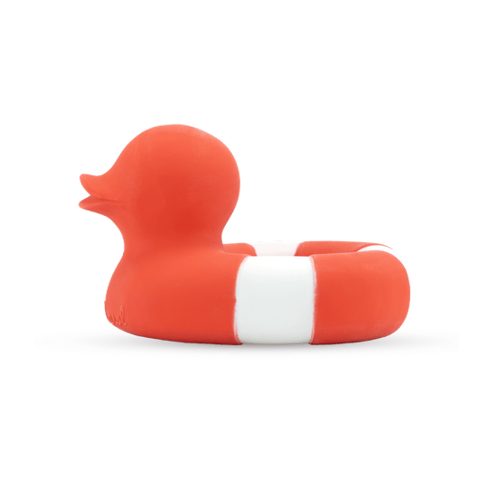 Flo the Floatie Natural Rubber Duck in Red