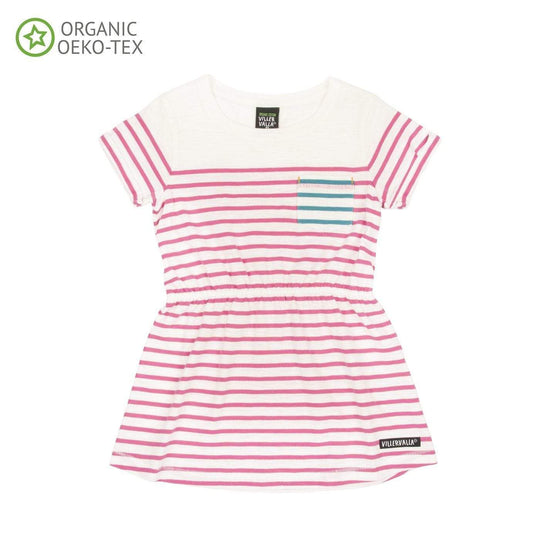 Short Sleeve Dress: Flamingo Stripe