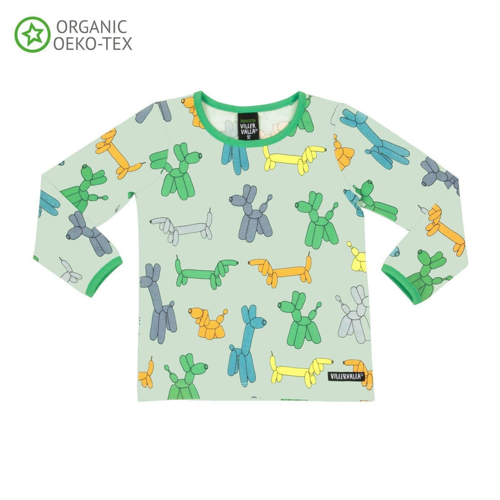 Long Sleeve Tee: Balloon Animals Pistachio Clothing  at Biddle and Bop