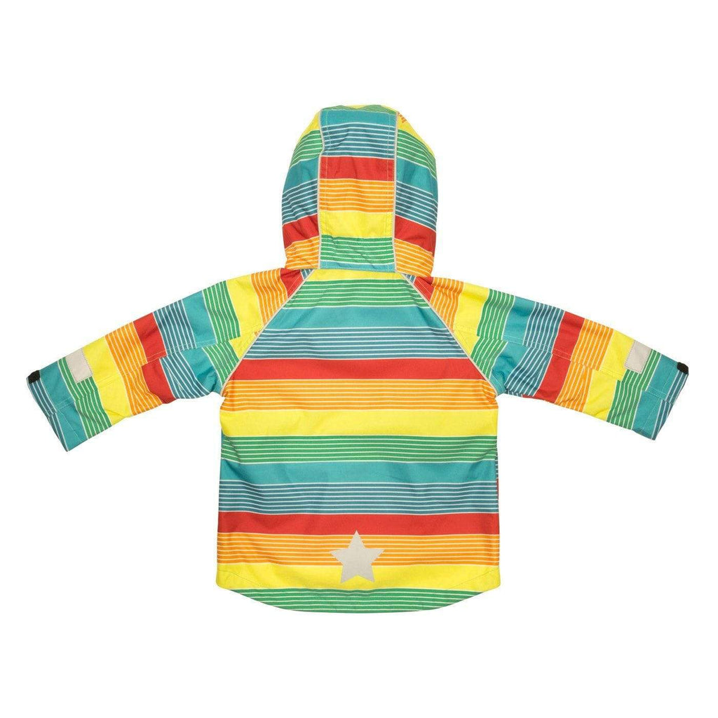 Shell Waterproof Breathable Jacket: Rainbow Stripe Sparrow Gear  at Biddle and Bop