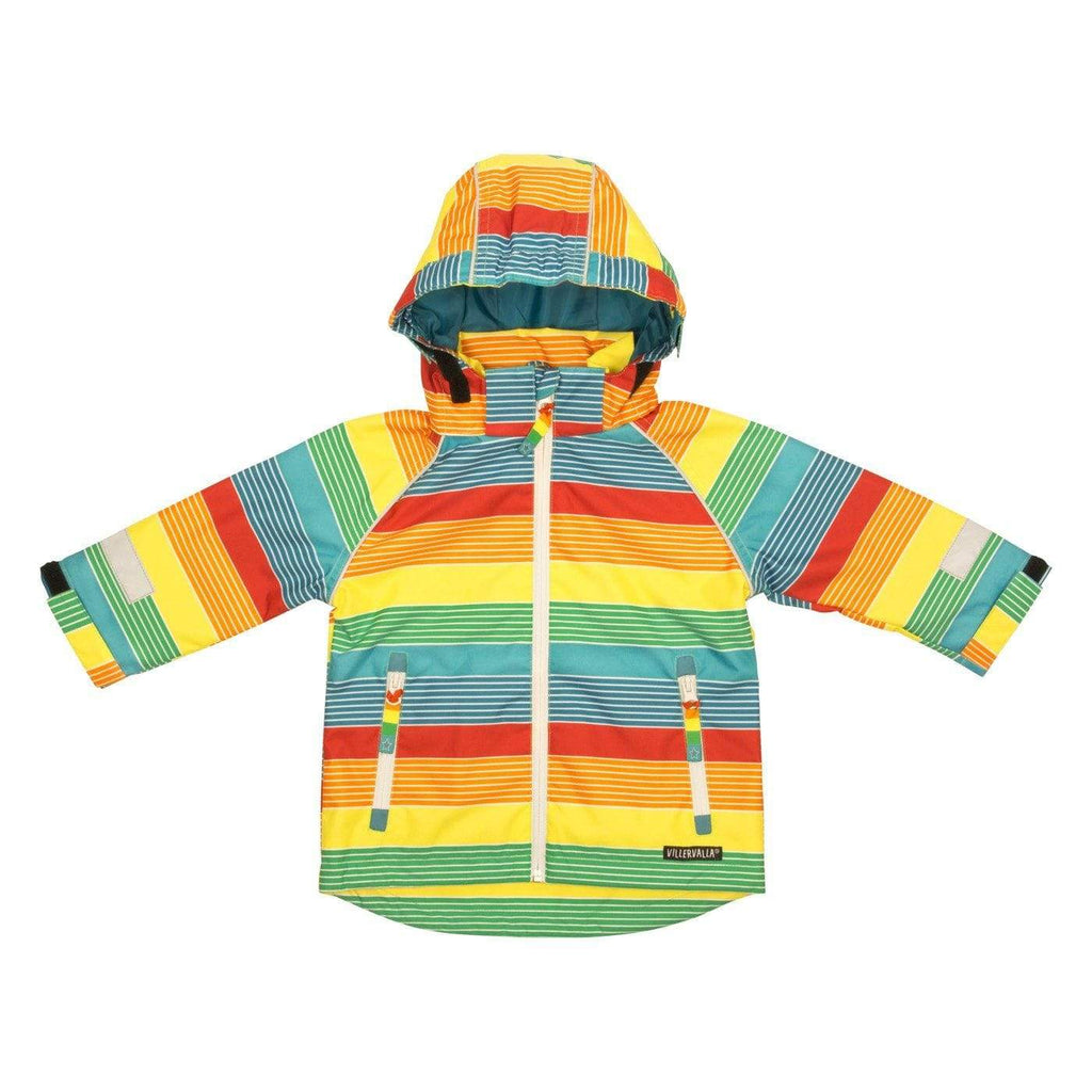 Shell Waterproof Breathable Jacket: Rainbow Stripe Sparrow Gear  at Biddle and Bop