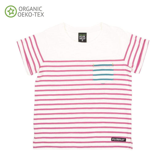 Short Sleeve Tee: Flamingo Stripe
