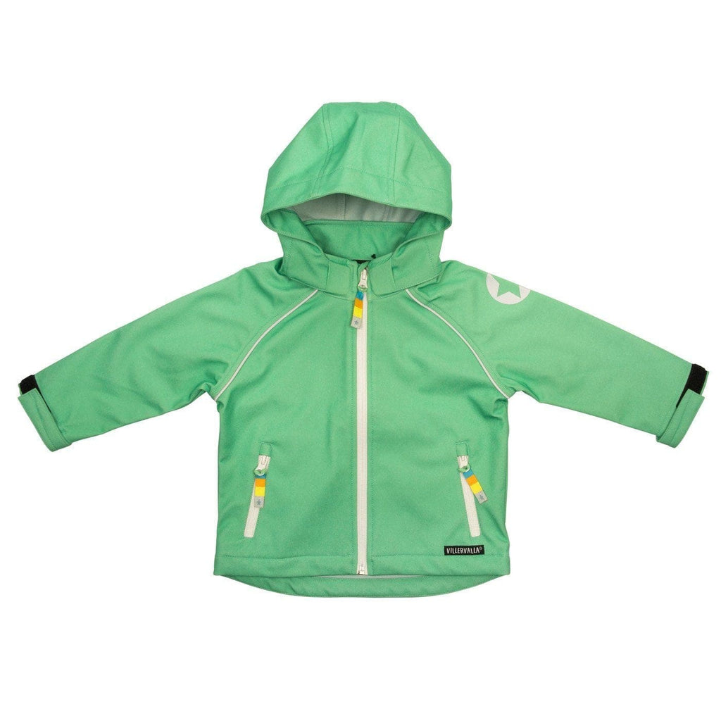 Softshell Waterproof Breathable Jacket: Pear Green Gear  at Biddle and Bop