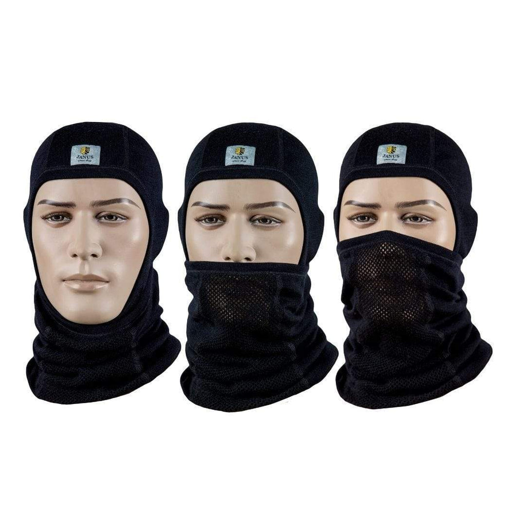 Adult Merino Wool Balaclava: Black - Biddle and Bop-Balaclavas and Tube Scarves-Janus