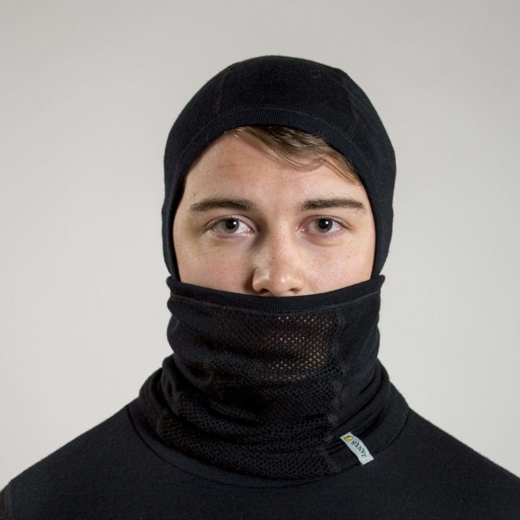 Adult Merino Wool Balaclava: Black - Biddle and Bop-Balaclavas and Tube Scarves-Janus