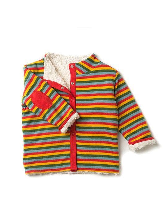 Autumn Rainbow Stripes Reversible Jacket - Biddle and Bop-Sweaters & Sweatshirts-Little Green Radicals