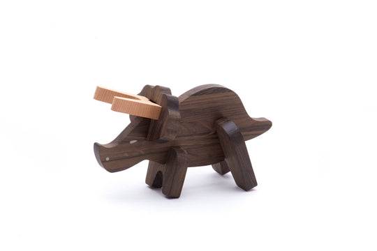 Bajo Paleo Wooden Figure: Triceratops