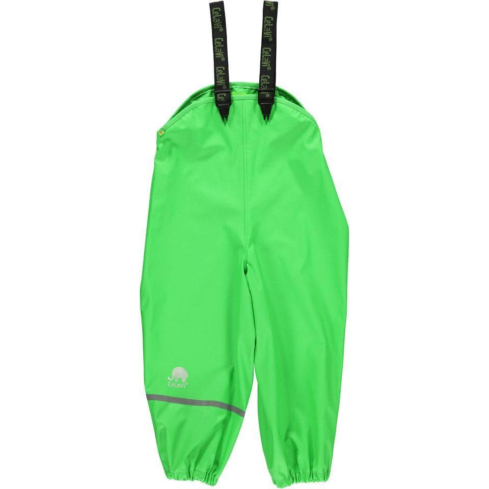 Bibbed Rain Pants: Green (70-130cm) Gear  at Biddle and Bop