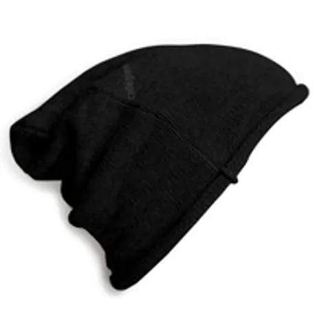 Cashmere and Merino Wool Beanie Hat: Intense Black