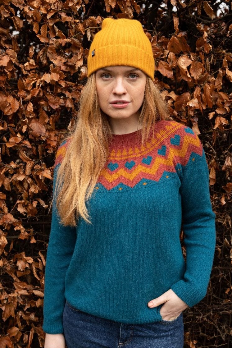 Danefae Women's Wool Blend Sweater | "Anne" in Stone Blue – Biddle Bop