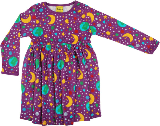 Long Sleeve Gathered Dress: Mother Earth Violet