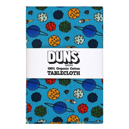 Cotton Tablecloth: Small Planets Blue Atoll