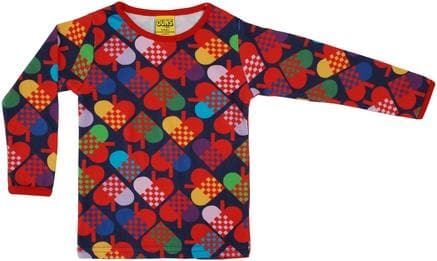 Long Sleeve Top: Hearts Blue