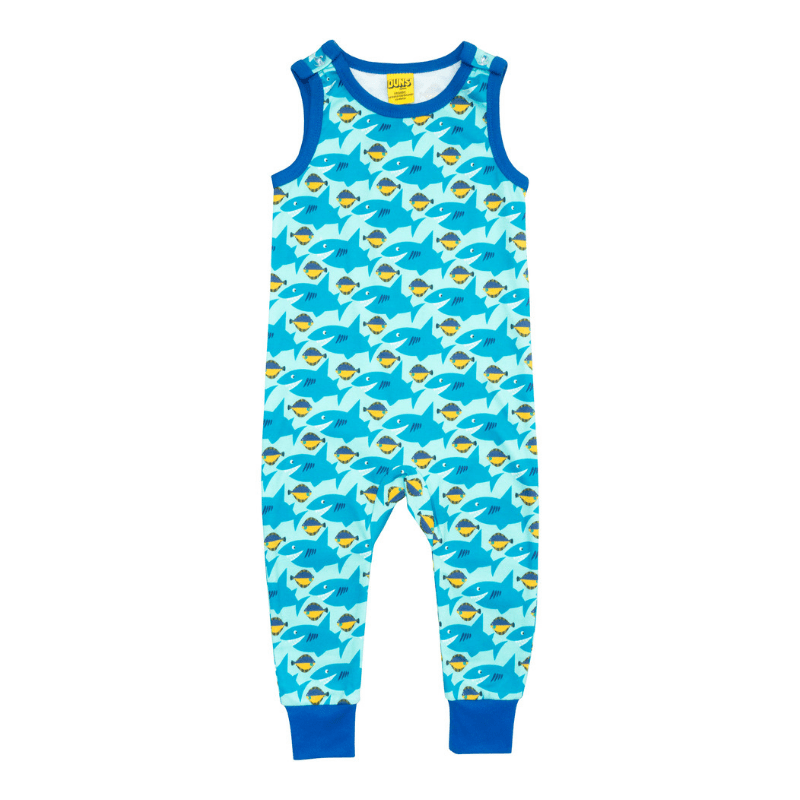 Dungarees: Sharky Sky Blue Clothing  at Biddle and Bop