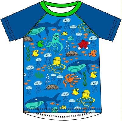 Short Sleeve Raglan Tee: SeaLife Blue Clothing  at Biddle and Bop