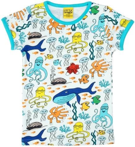 Short Sleeve Top: Sealife Turquoise Clothing  at Biddle and Bop