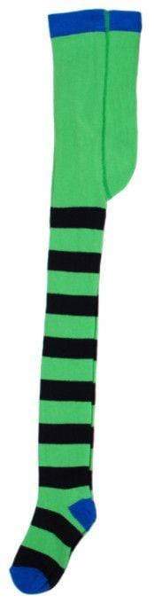 Organic Cotton Tights: Green Navy Stripe