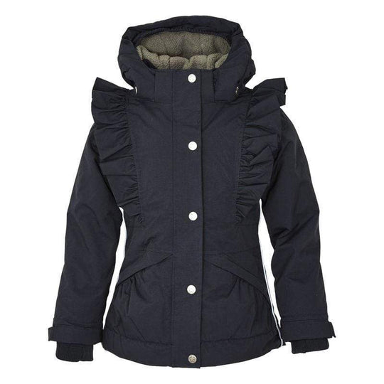 Waterproof Winter Jacket with Ruffles: Classic Navy