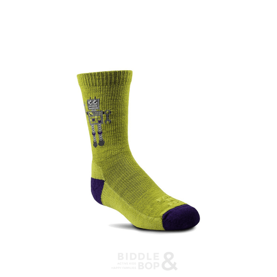 Kids Wool Crew Sock: Robot Lemon Curry