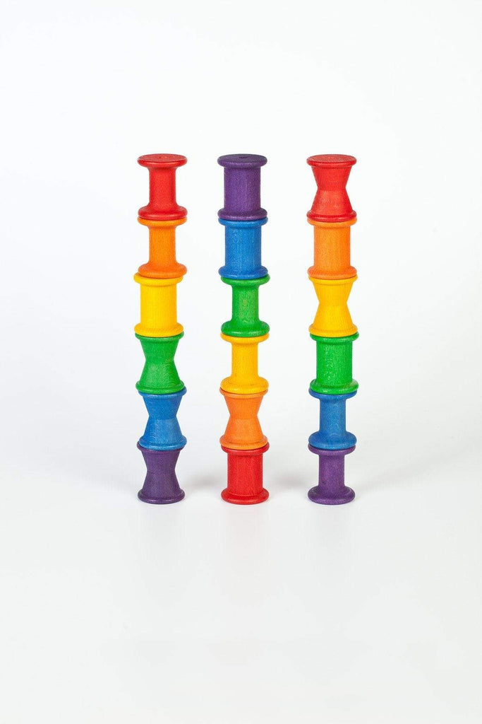 Loose Parts by Grapat: Colored Stacking Spools Toys  at Biddle and Bop