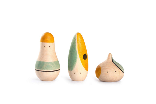 Wooden Play Set: Hooray! Handcarved and Handpainted Wood Figures