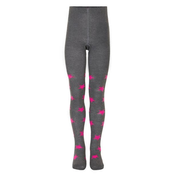 Tights: Grey & Pink Stars Tights  at Biddle and Bop