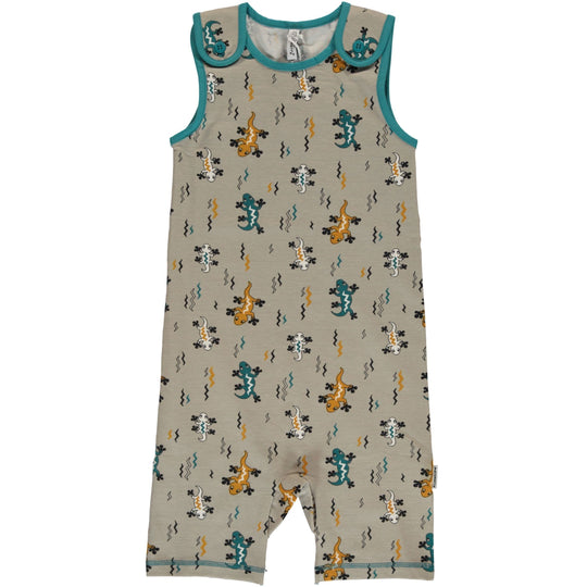 Maxomorra Organic Playsuit Short: Lizard