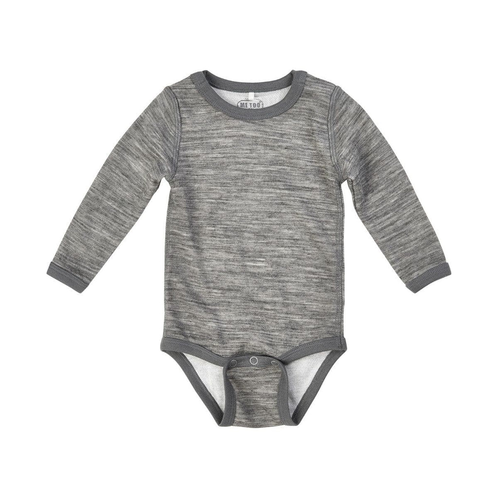 Merino Wool/Bamboo BodySuit: Heather Gray Fleece and Woolies  at Biddle and Bop