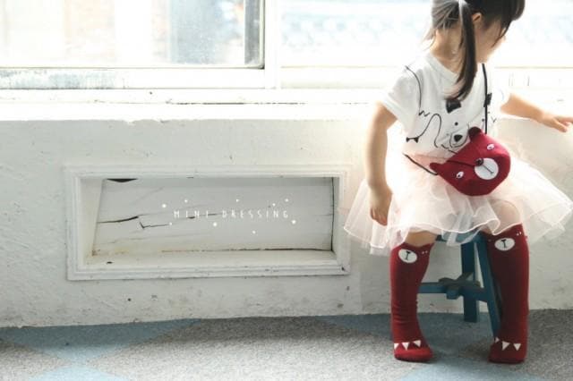 Bear Knee Socks: Red Socks  at Biddle and Bop
