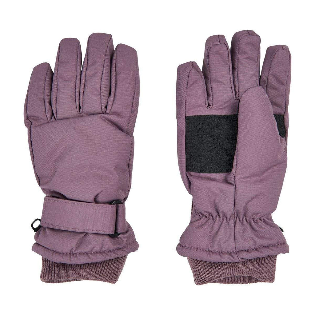 Minymo Ski Gloves: Black Plum Gear  at Biddle and Bop