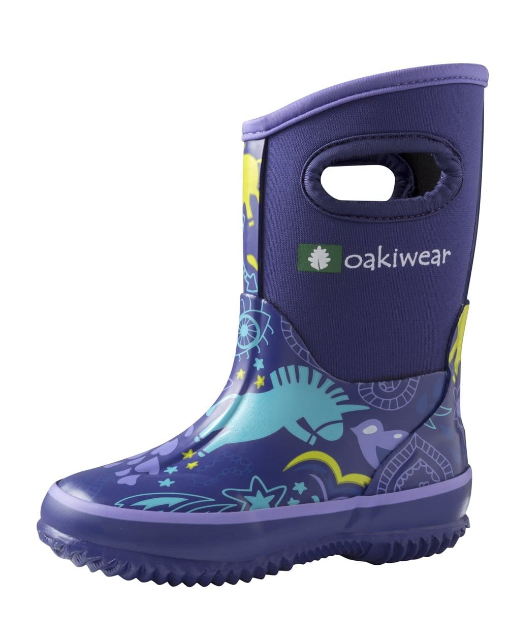 Neoprene Rain/Snow Boots: Purple Unicorn - Main Image
