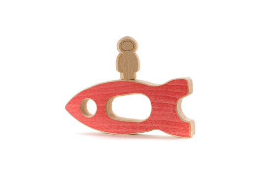 Wooden Rocket and Astronaut: Red