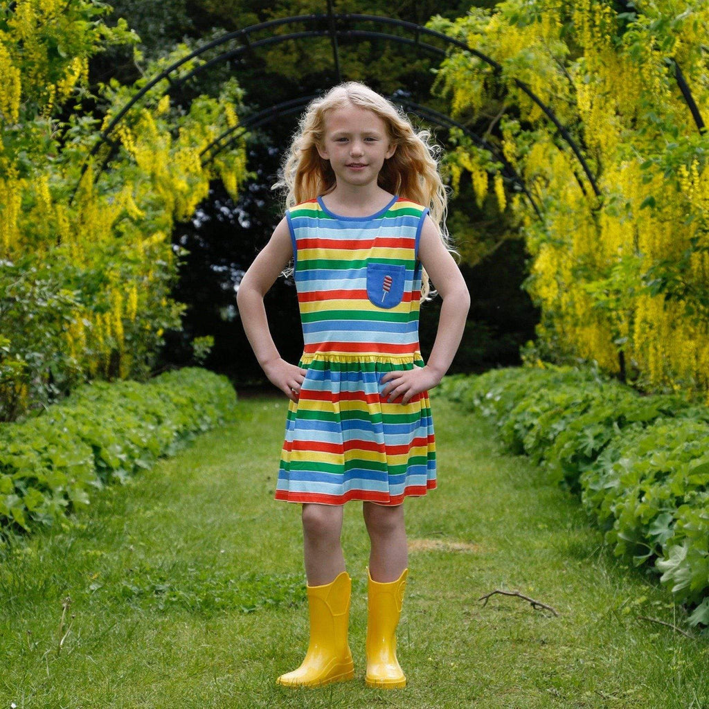 Rainbow Stripe Dress Clothing  at Biddle and Bop