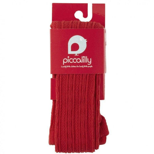 Cable Knit Tights: Red
