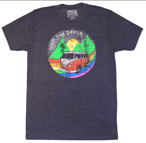 PrideSocks Livin the Dream: Road Trip Adult Tshirt Clothing  at Biddle and Bop