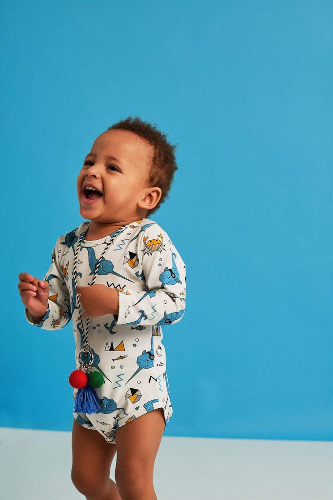 Ocean Sounds Organic Short Sleeve Baby Body Suit Clothing  at Biddle and Bop