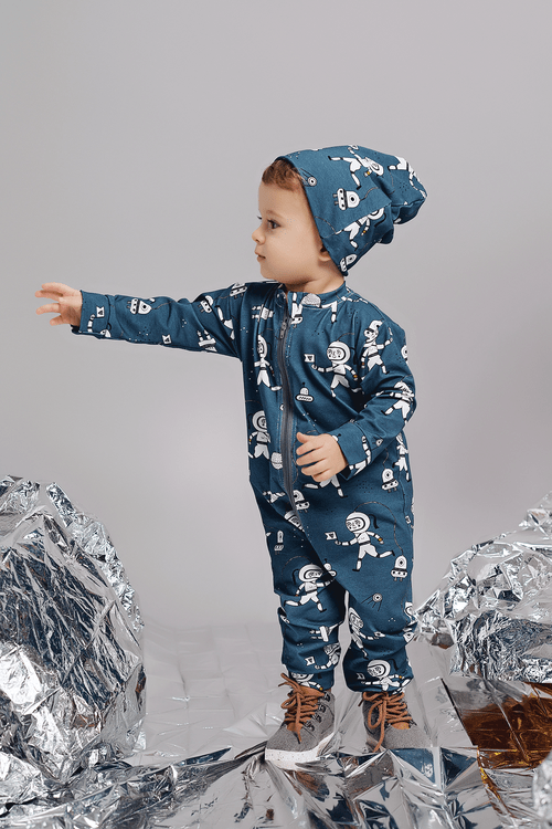 Organic Pajama Zip-suit: Space Explorers Clothing  at Biddle and Bop