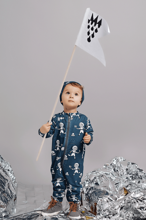 Organic Pajama Zip-suit: Space Explorers Clothing  at Biddle and Bop