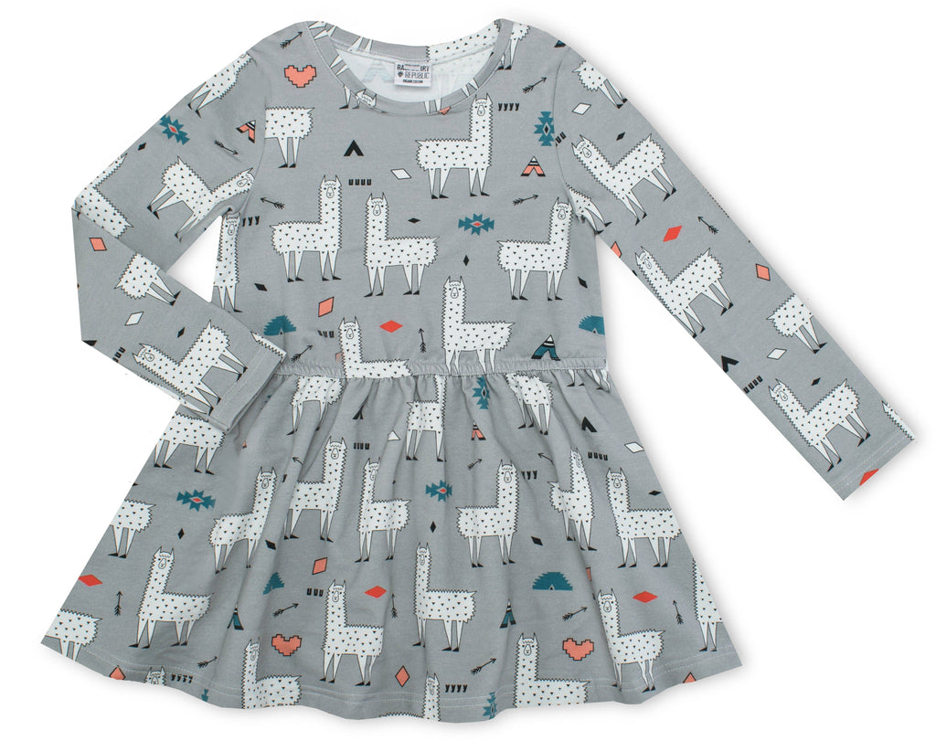 Organic Long Sleeve Twirl Dress: Alpaca Love Clothing  at Biddle and Bop