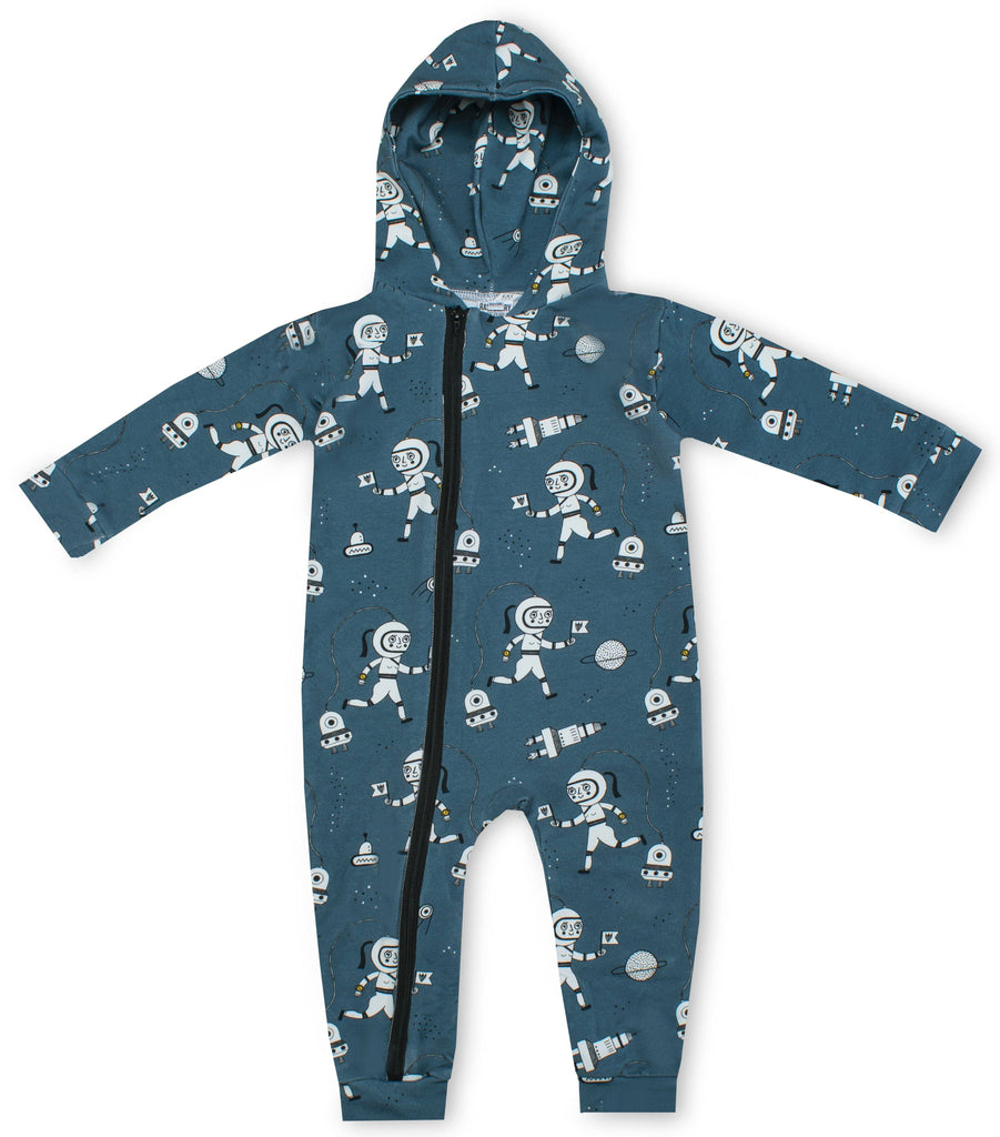 Organic One Piece Hooded Zip-suit: Space Explorers Clothing  at Biddle and Bop