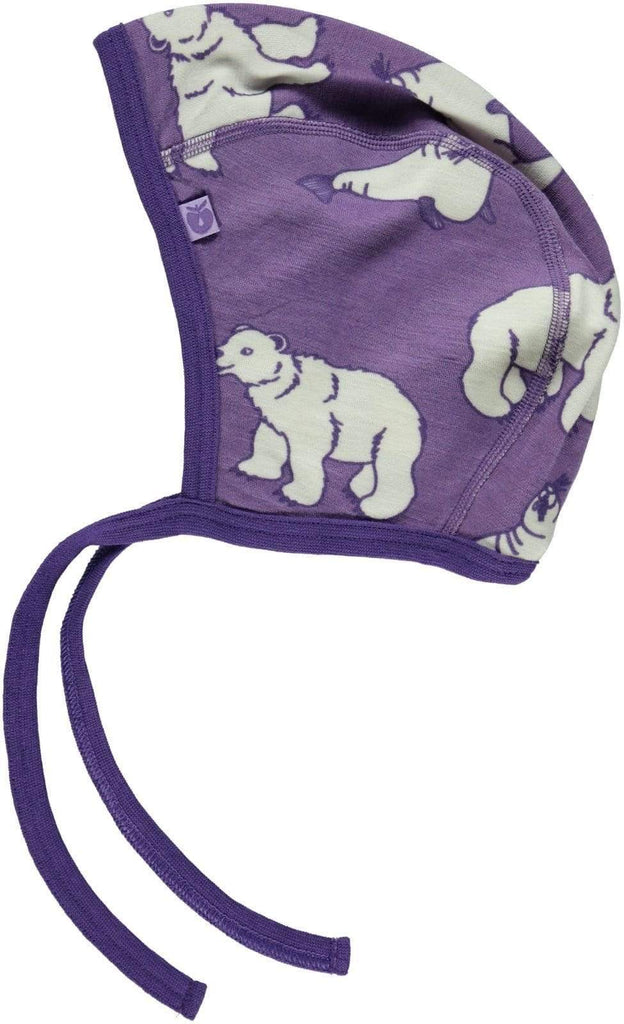 Wool/Cotton Pilot Cap: Polar Bear Purple Fleece and Woolies  at Biddle and Bop