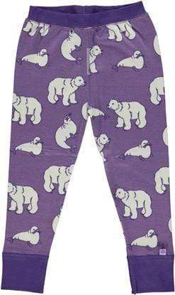 Wool/Cotton Leggings: Polar Bear Purple Fleece and Woolies  at Biddle and Bop