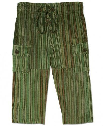 Patchwork Cotton Pants: Green