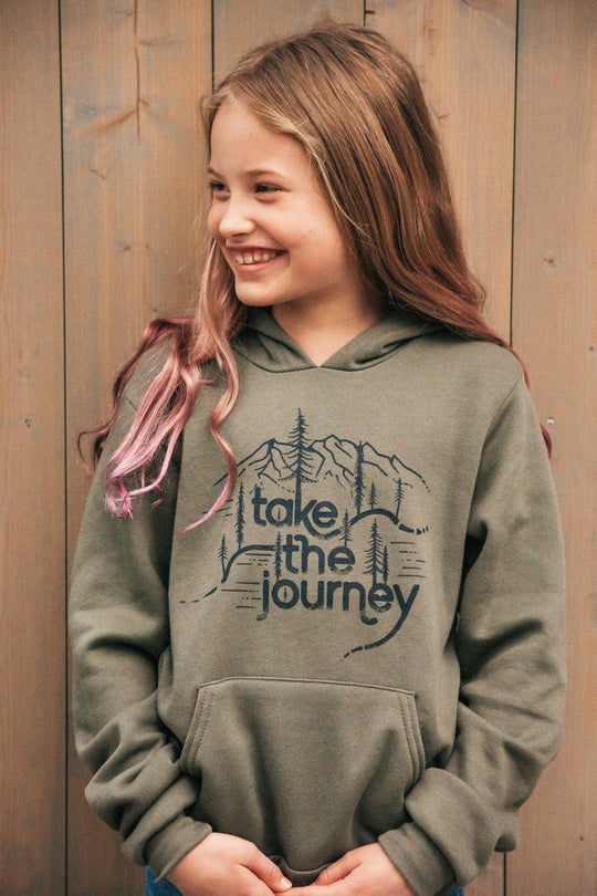 Take The Journey Kids Hoodie Olive