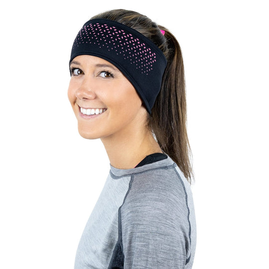 Winter Running Headband: Pink Reflective